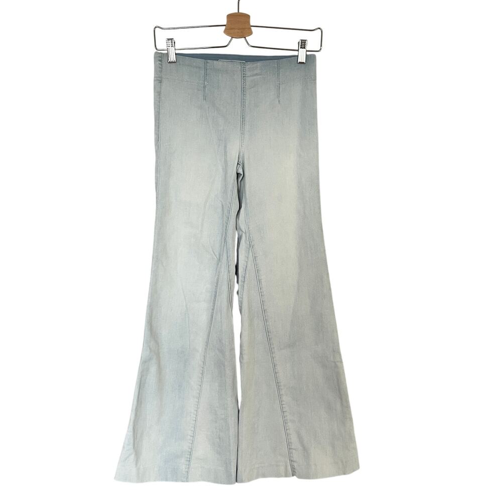 Free People Jeans Women's Size 25 Blue Bell Bottom Flared Pull On Drapey A-Line